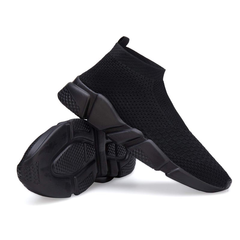 Casbeam Men's Running Knit Comfortable Lightweight Breathable Casual Sports Shoes Fashion Sneakers Slip-On Walking Shoes All Black Size 8.5 - Image 3